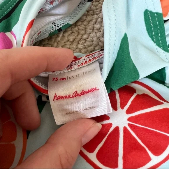 Hanna Andersson Toddler Girl One Piece Swimsuit with Citrus Fruit size 75 (12/18 - Picture 3 of 5